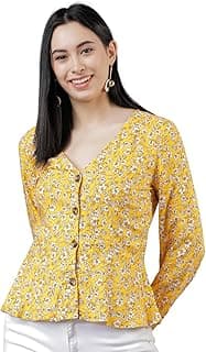 Tokyo Talkies Women's Long Sleeves V-Neck Printed Tops| Stylish Casual wear
