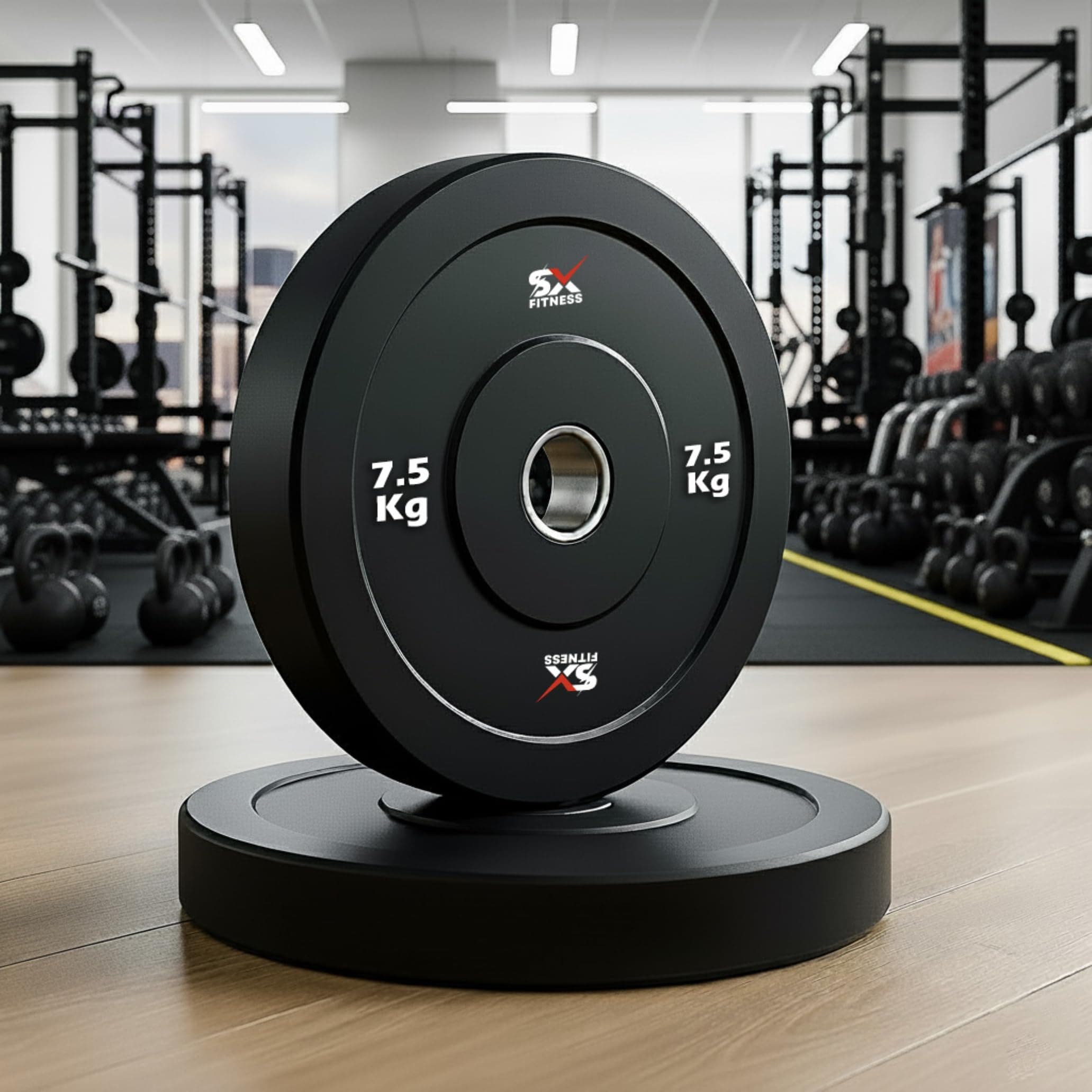 SX Fitness (7.5kg x 2) Premium Rubber Weight Plates set 28mm Dia for Spare and Dumbbell set for Home and professional Gym & Exercise and fitness - Ideal for Strength Training (7.5Kg x 2)