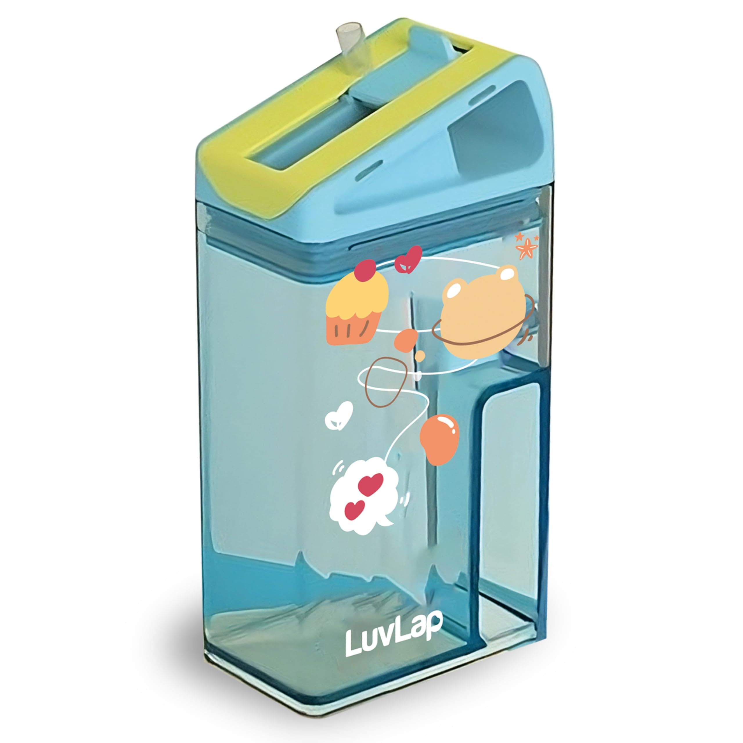 LuvLap Aqua kids Sipper (Blue), 240ml, Touch Flow Mechanism, Leak-Proof Design, Dual-Purpose Lid, Transparent Body, Food-Grade Silicone Straw, Drop Resistant. Monitor Liquid Intake, Stain & Odor Proof
