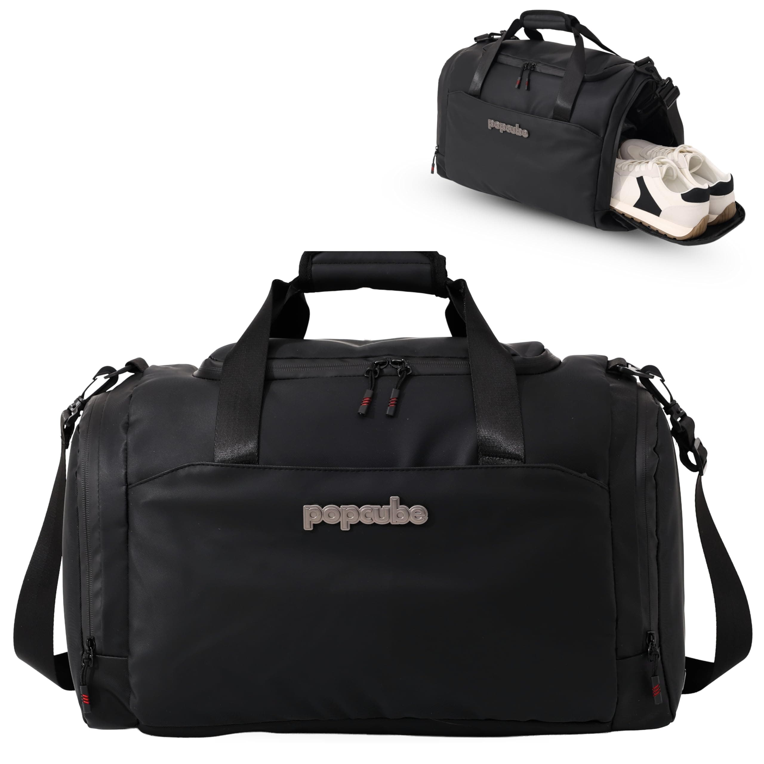 POPCUBE Premium Duffle Bag for Travel for Women- Travel Duffle Bag with Shoe Compartment Along with Detachable Strap (Black, Style 4)
