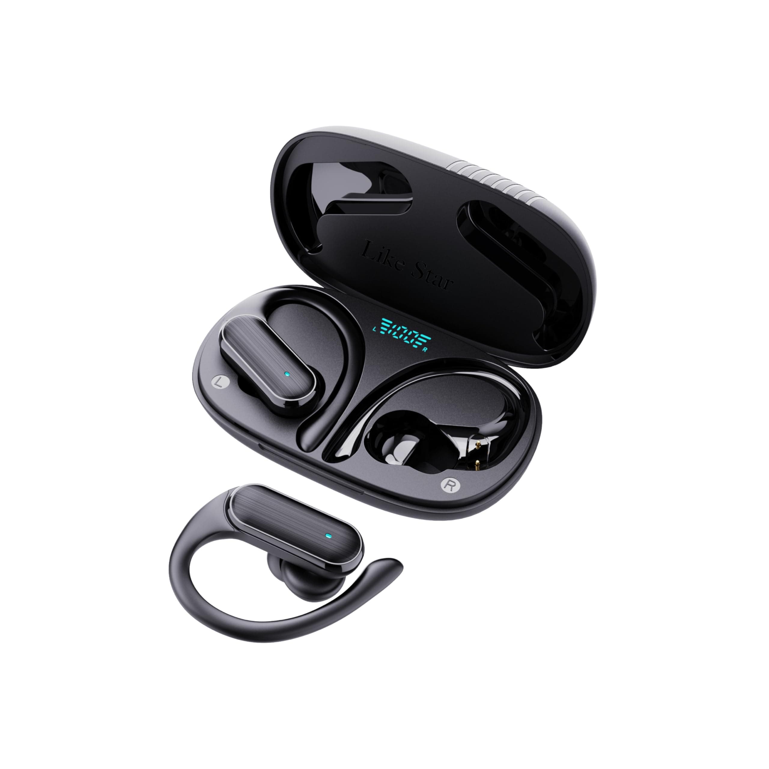 Like Star A520 True Wireless Earbuds, ENC Nosie Canclling HD Charging Case, USB Powerbank, Big Speaker Drivers, Fast Charging, IPX7 Water Resistant, Touch Controls and Voice Assistant-Black