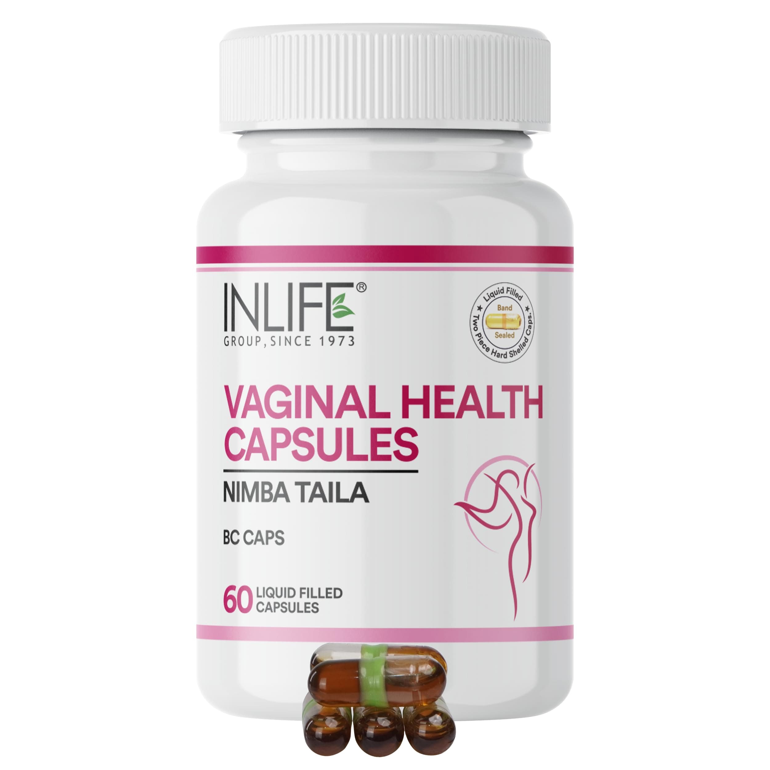 INLIFE Neem Seed Oil Vaginal Capsules 500mg, Ayurvedic Intimate Care, Feminine Hygiene Support, AYUSH Licensed, 60 Capsules