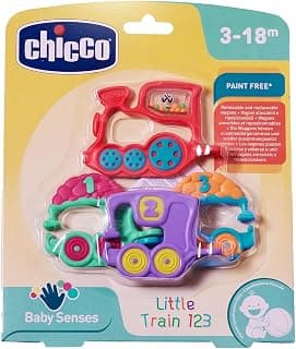 Chicco 123 Train | Rattle for 3 to 18 months|Easy-Grip Baby Toy with Soft Teething Paws & Rattling Sound| Soothes Gums & Stimulates Senses | Paint-free