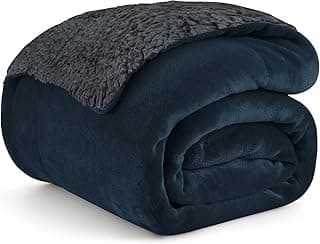 Homestan 400 GSM All Season Sherpa Fleece Blanket Single Bed, Soft AC Quilt/Comforter for Summer/Winter/Monsoon (60X90 Inches, Navy & Grey)