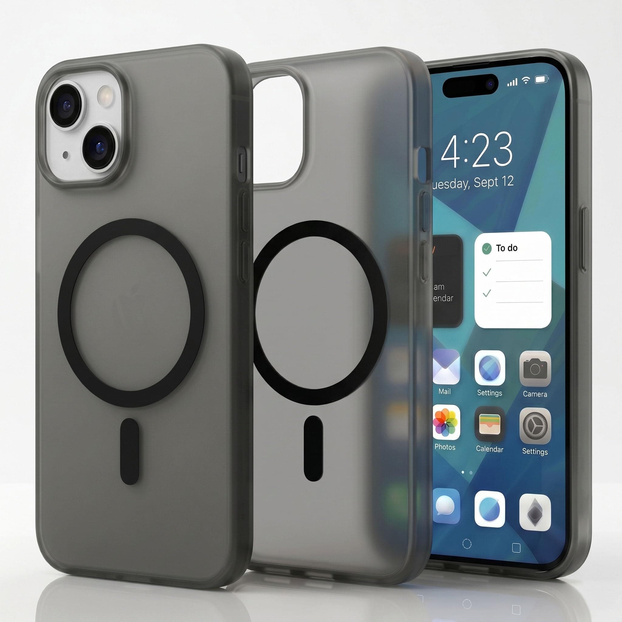 amazon basics Luxury Paper Thin Case Cover for iPhone 15 | Matte Finish | Compatible with magsafe | (Black, iPhone 15)