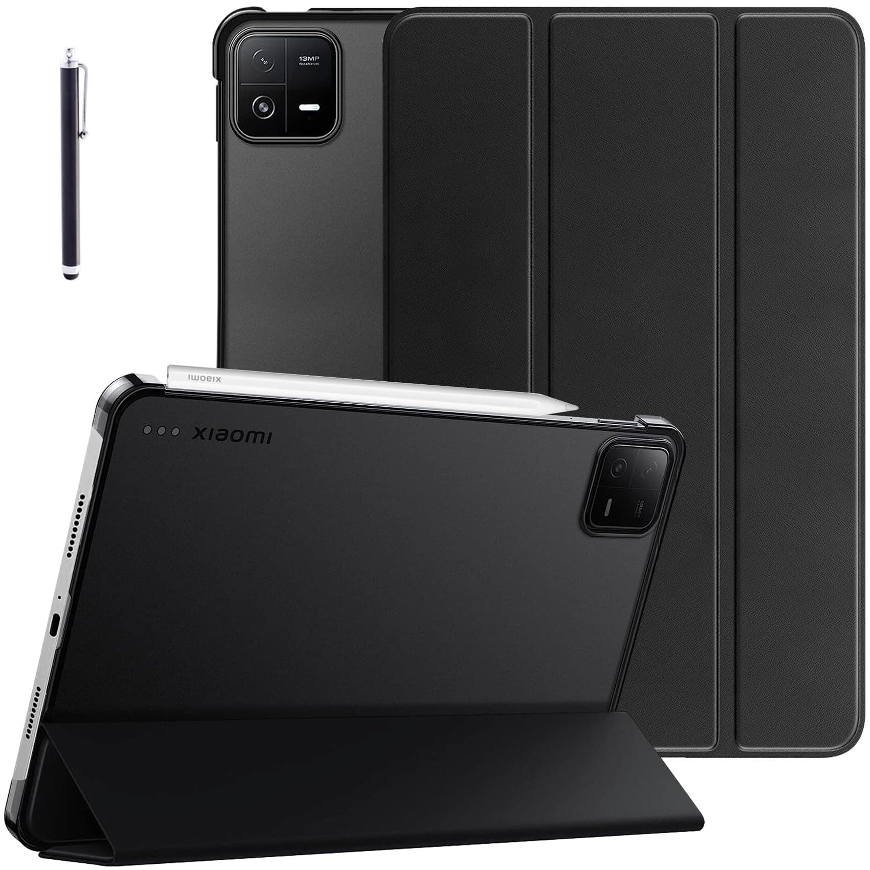 Robustrion Cover for Xiaomi Mi Pad 8/8 Pro/Mi Pad 7/7 Pro 11.2 inch Cover Case, Flip Case Cover with Translucent Back and Stylus Pen for Xiaomi Tab 7/8 Cover [Auto Sleep Wake] - Black