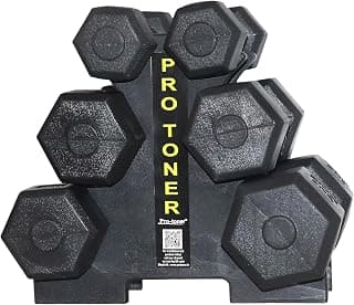 Protoner Hexagonal Dumbbell Set, 1 kg, 2 kg, 3 kg, with Rack