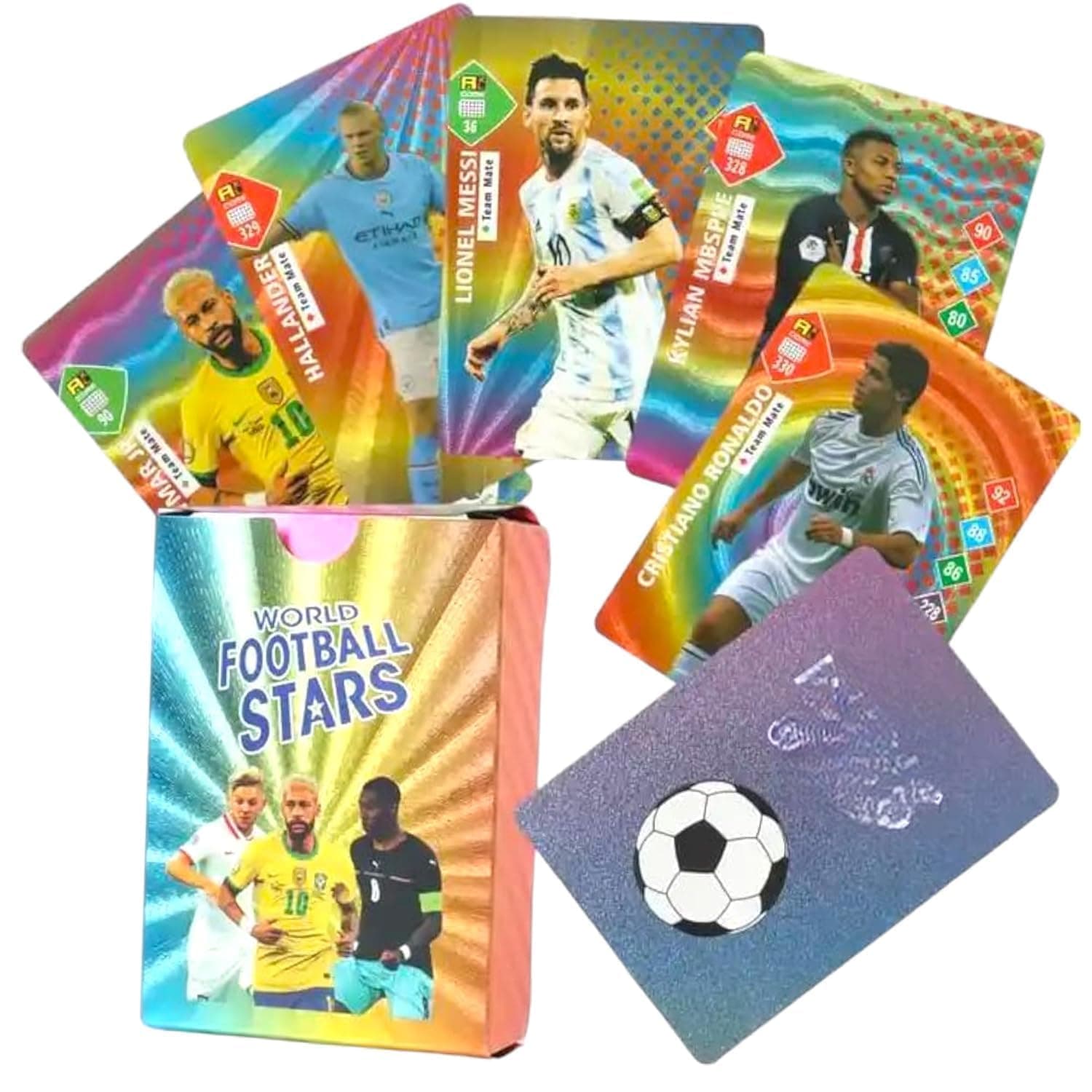 FowWelt Rainbow Football Cards – 55 PCS Collector Pack | Champions League Style | Unofficial Trading Cards for Kids & Fans | Soccer Gift for Boys & Girls - Football Rainbow