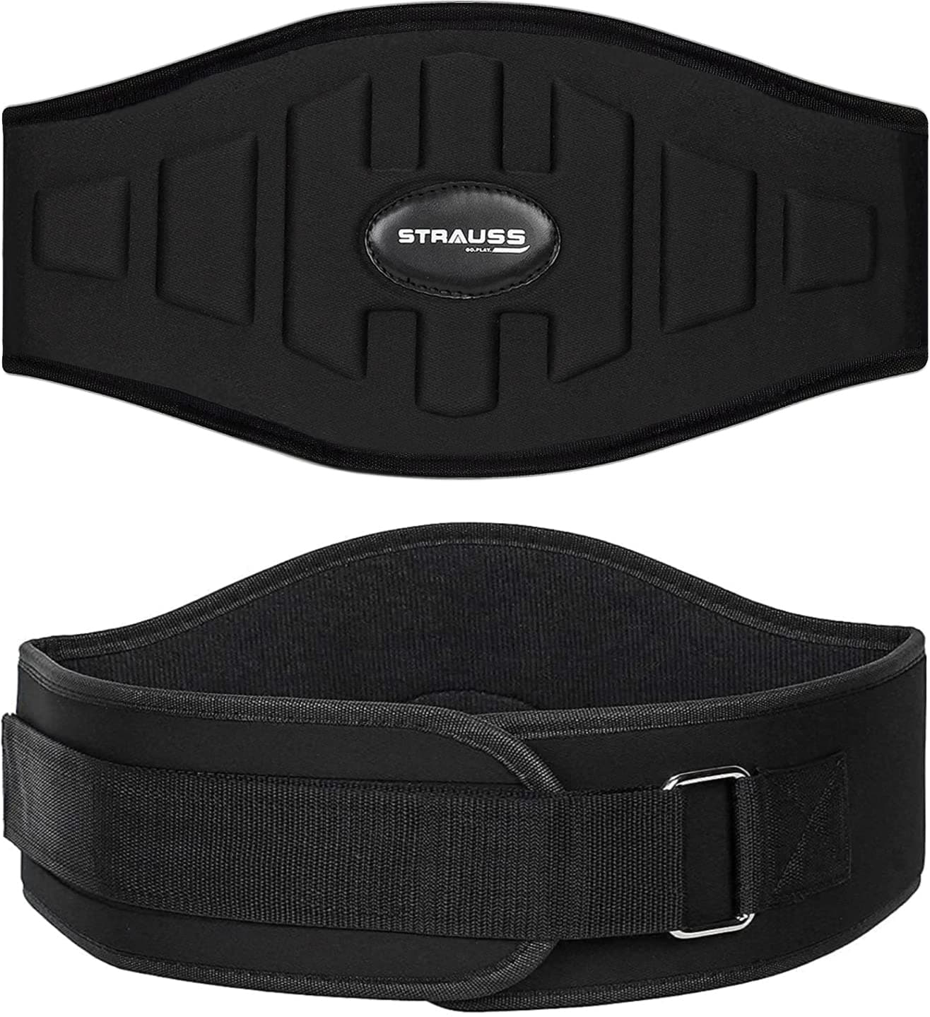 Strauss Weightlifting Gym Belt for Back Support | For Men and Women | Ideal for Workout, Powerlifting, Power Training, Gym Workout & Deadlift, with Durable Material | Adjustable Buckle, (Black) | Size: Medium