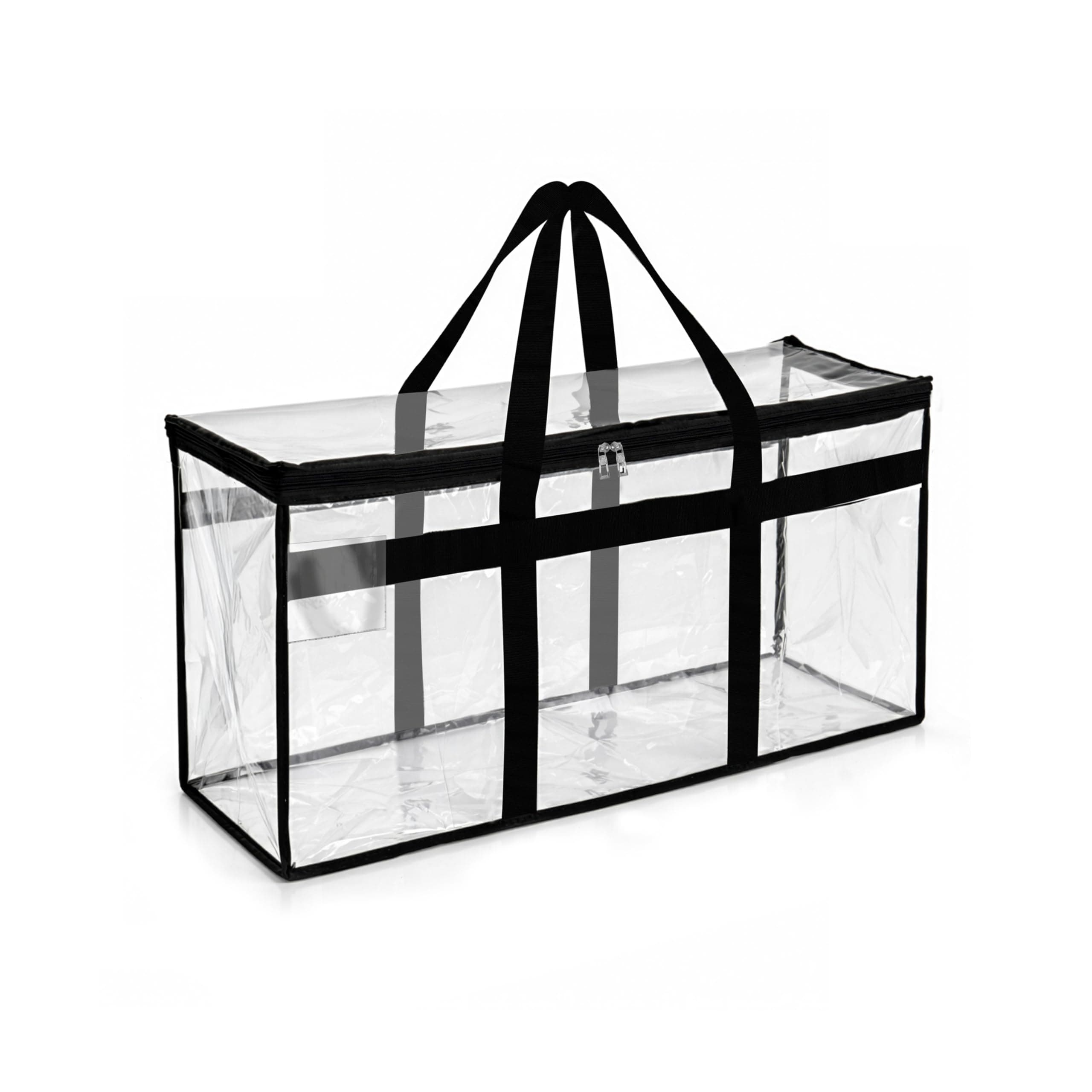 Storite Transparent Moisture Proof Multi-Purpose 60 L Large Toys Storage Bag/Books Magazine/Blankets/Clothes Storage Organizer with Zip and Handle Rectangular (Transparent,54x32x35 cm)
