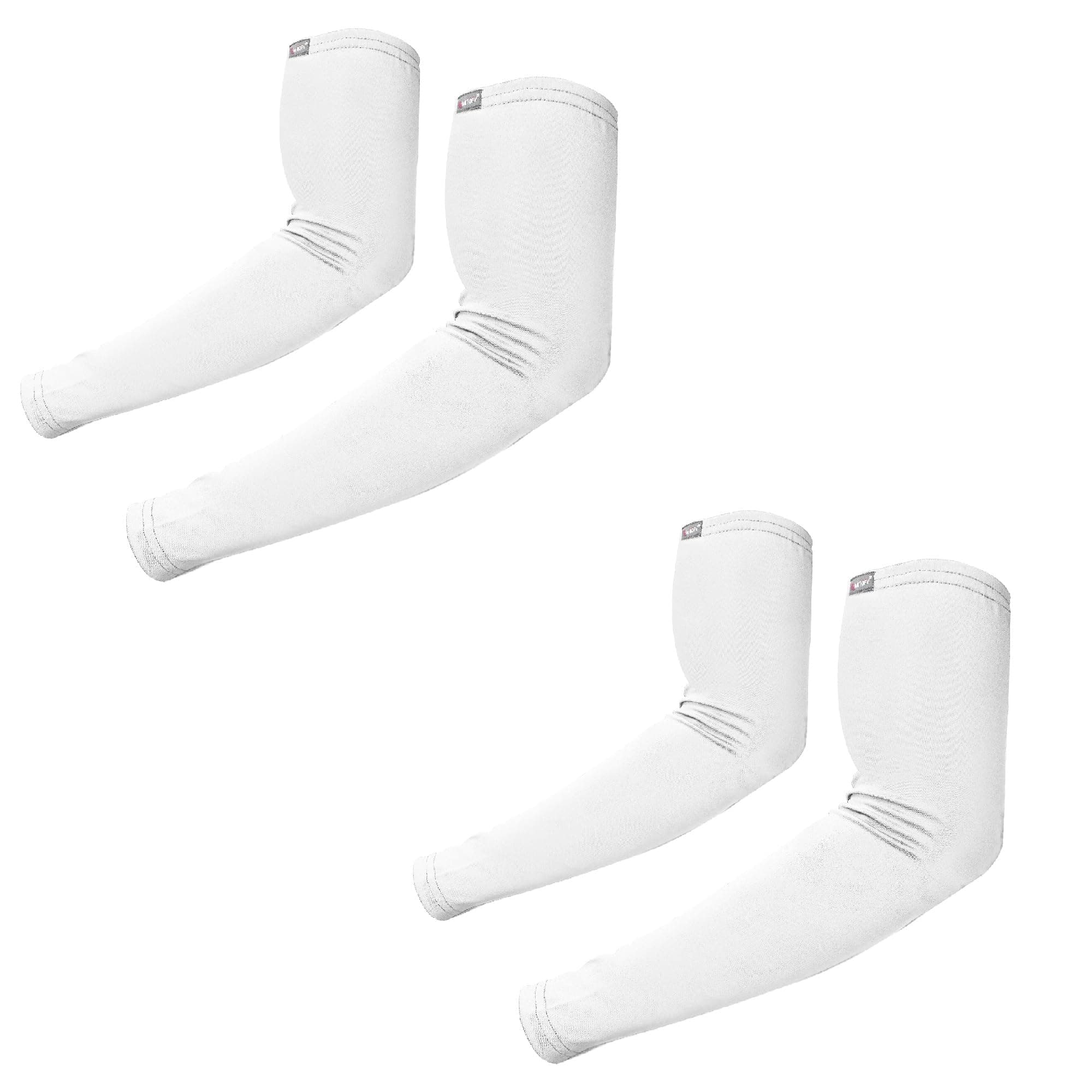 Autofy Pro-Fit 240 GSM Outdoor Indoor Use Unisex Arm Sleeves UV Tan Protection for Men Women Children with Compression & Cooling Effect (Pack of 2-4pcs) (White)
