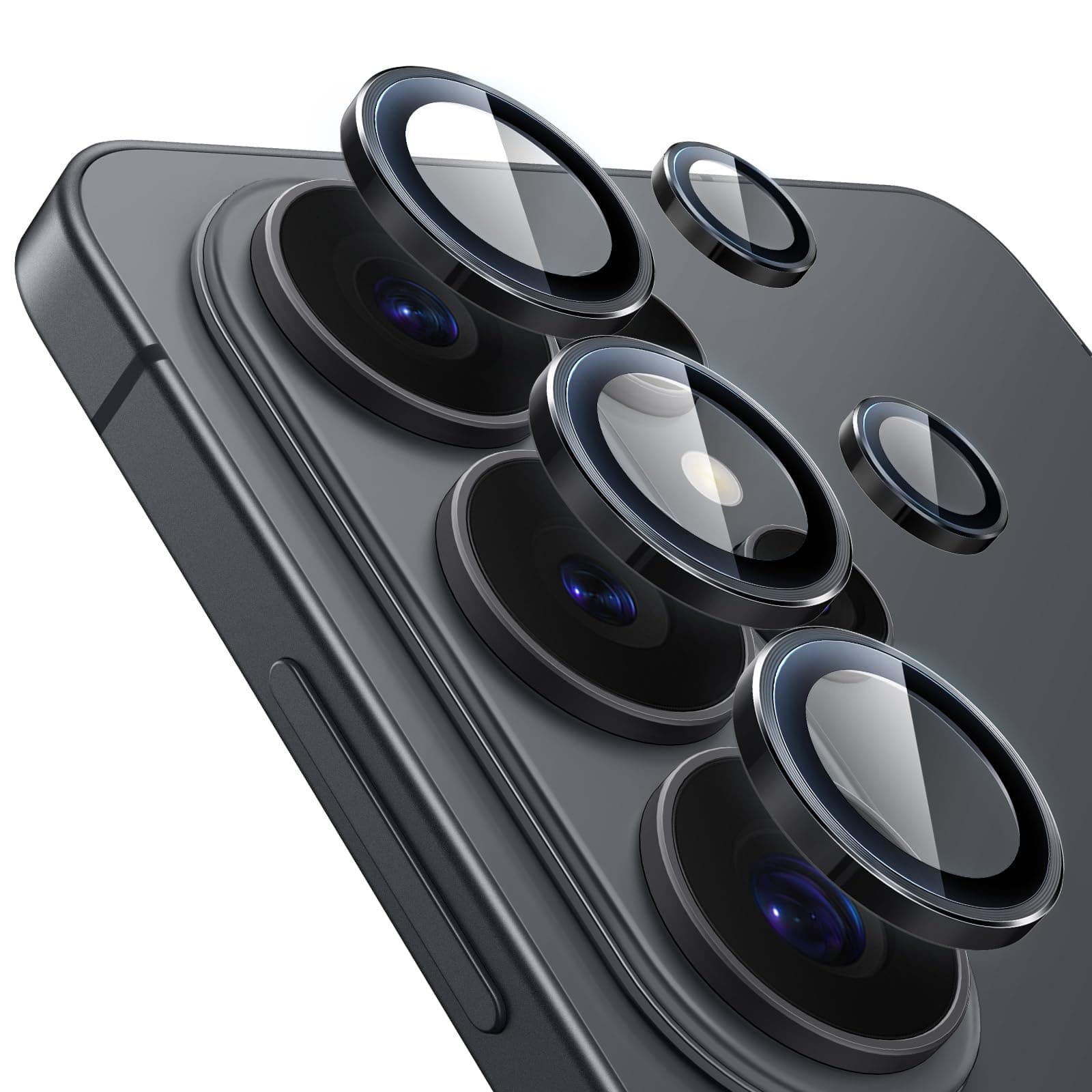 JETech Camera Lens Protector for Samsung Galaxy S26 Ultra, Black, 1 Set | 9H Tempered Glass, Metal Individual Ring Cover, Easy Installation Tray, HD Clear