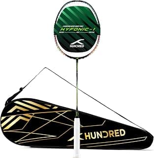 Hundred Hyfonic 1 Badminton Racket (Strung) | Graphite Frame | Precision Control Racket | Balanced Feel for Accurate Shots | Max Tension 30 lbs | Full Cover Included