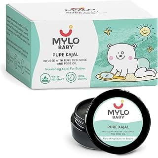 Mylo Baby Pure Kajal 5gm | Dermatologically Tested | 100% Natural with Pure Desi Ghee | SmudgeProof | Long Lasting | Water-Resistant | Soothes Dry Eyes