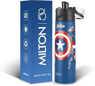 MILTON Marvel Mighty 900 Thermosteel ISI Certified Water Bottle, 750 ml Stainless Steel,Long Hours Hot and Cold, Leak Proof, Vacuum Insulation, for Office, School, Gym, Blue Captain America