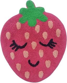 Strawberry Shaped Cotton Tufted Kids Rug with Anti Slip 50 X 64 Cms