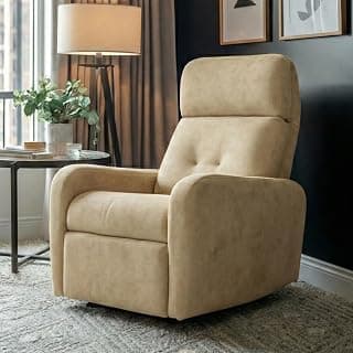 EVA Manual Recliner Chair with Adjustable Headrest | Beige Boucle Fabric Upholstery | Ergonomic Single Seater Recliner for Living Room & Home Theater | 18 Months Warranty
