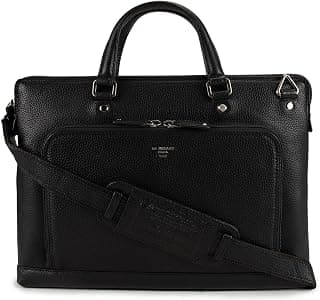 Da Milano Leather Black Laptop Bag for Men & Women | Laptop Messenger Bag | Ideal for Office Purpose (0022A)