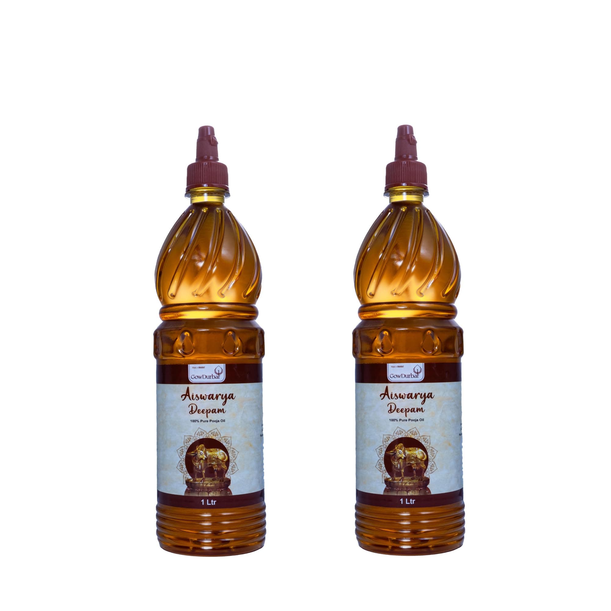 GOW DURBAR Aiswarya Deepam Oil 1 L [Pack Of 2] | Lamp Oil | Inspired From Vedas & Puranas | Sacred Aroma For Spiritual Rituals | 100% Natural & Pure Pooja Oil | For Worship & Wellness