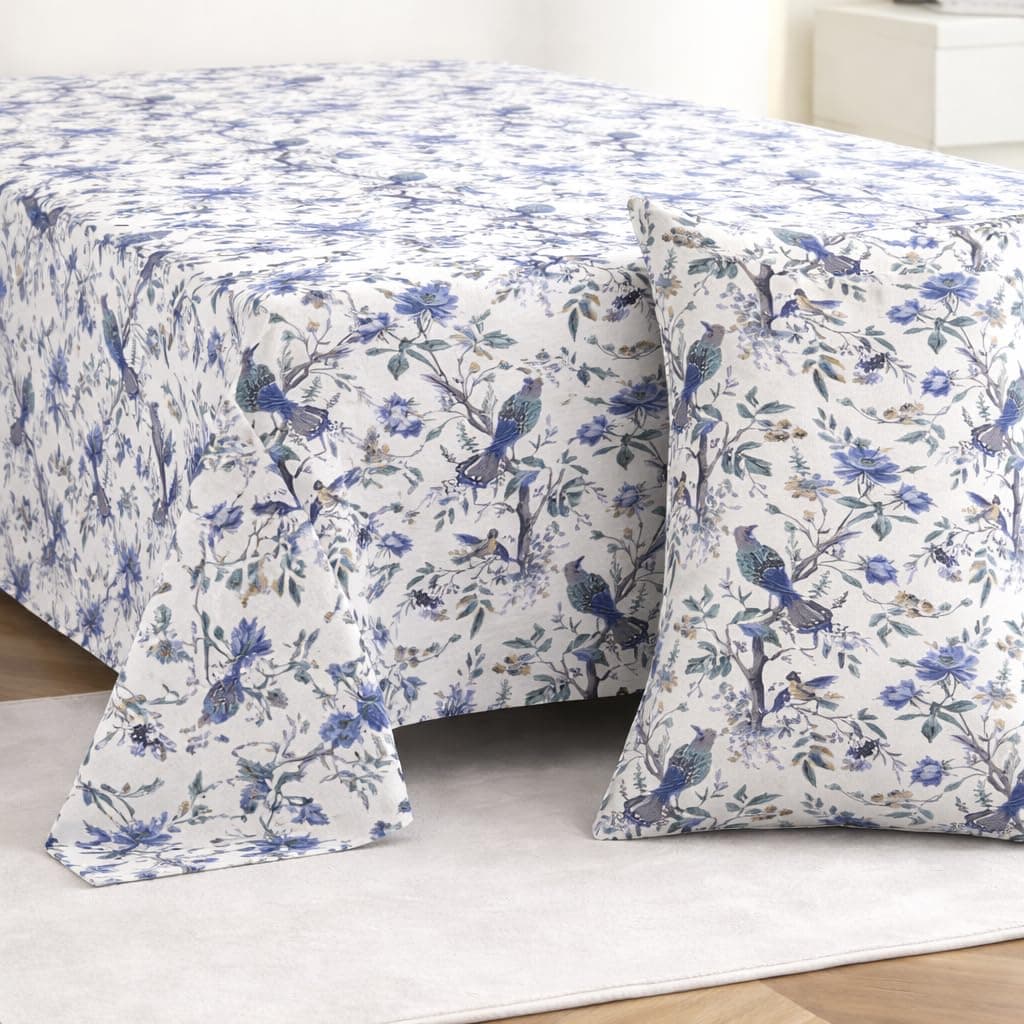 elanorhomes 100% Cotton 240 TC Single Bed Sheet Set | Floral Printed Bedsheet with Pillow Cover | Soft Breathable Fabric for Bedroom | 60x90 Inches (Skyfall Petals)