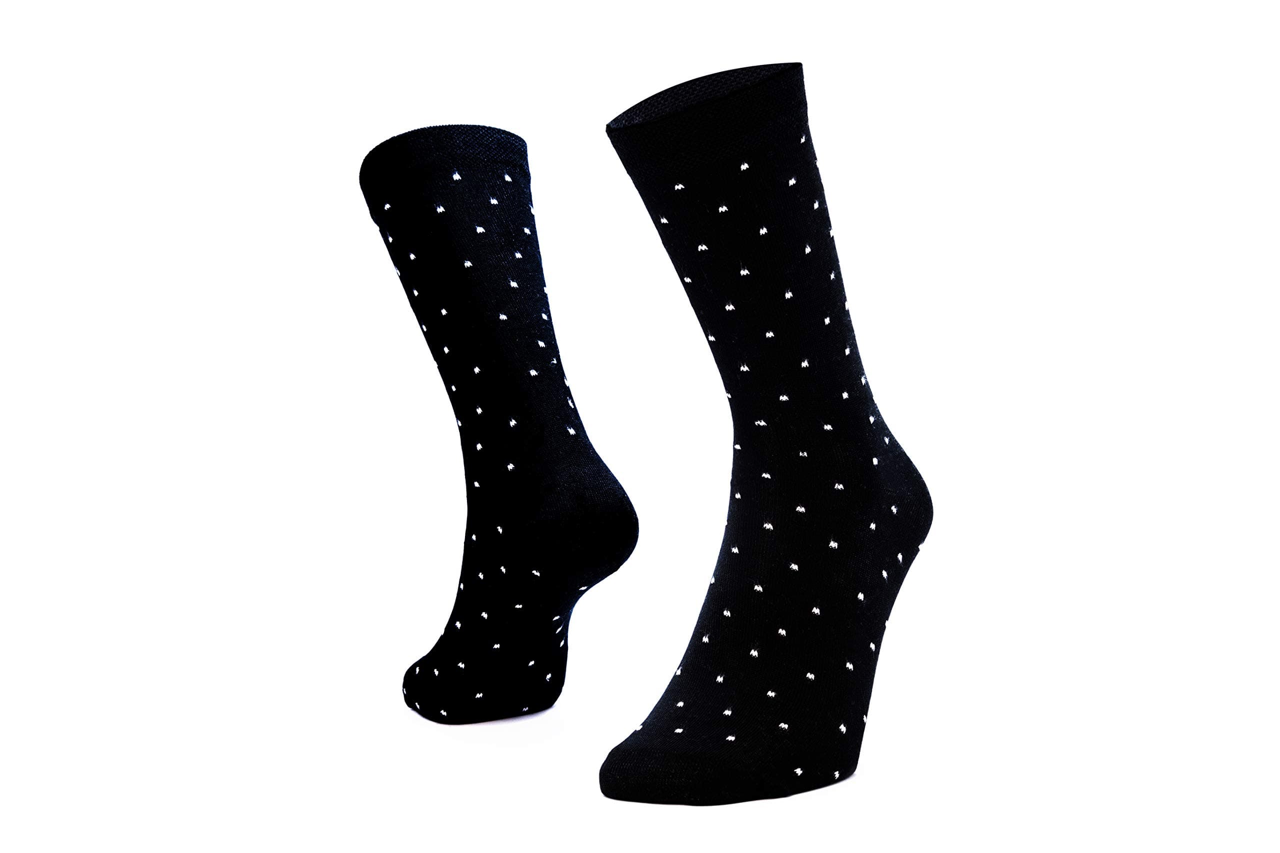 SockSoho Premium Crew Length Scottish Lisle Cotton Socks for Men - Classic Black Edition (SIZE UK 7-12 | REGULAR LENGTH)(Black)