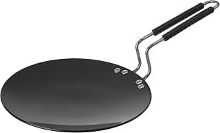Amazon Brand - Solimo Hard Anodized Aluminium Roti Tawa with Bakelite Wire Handle (27cm, 4mm thickness), Black