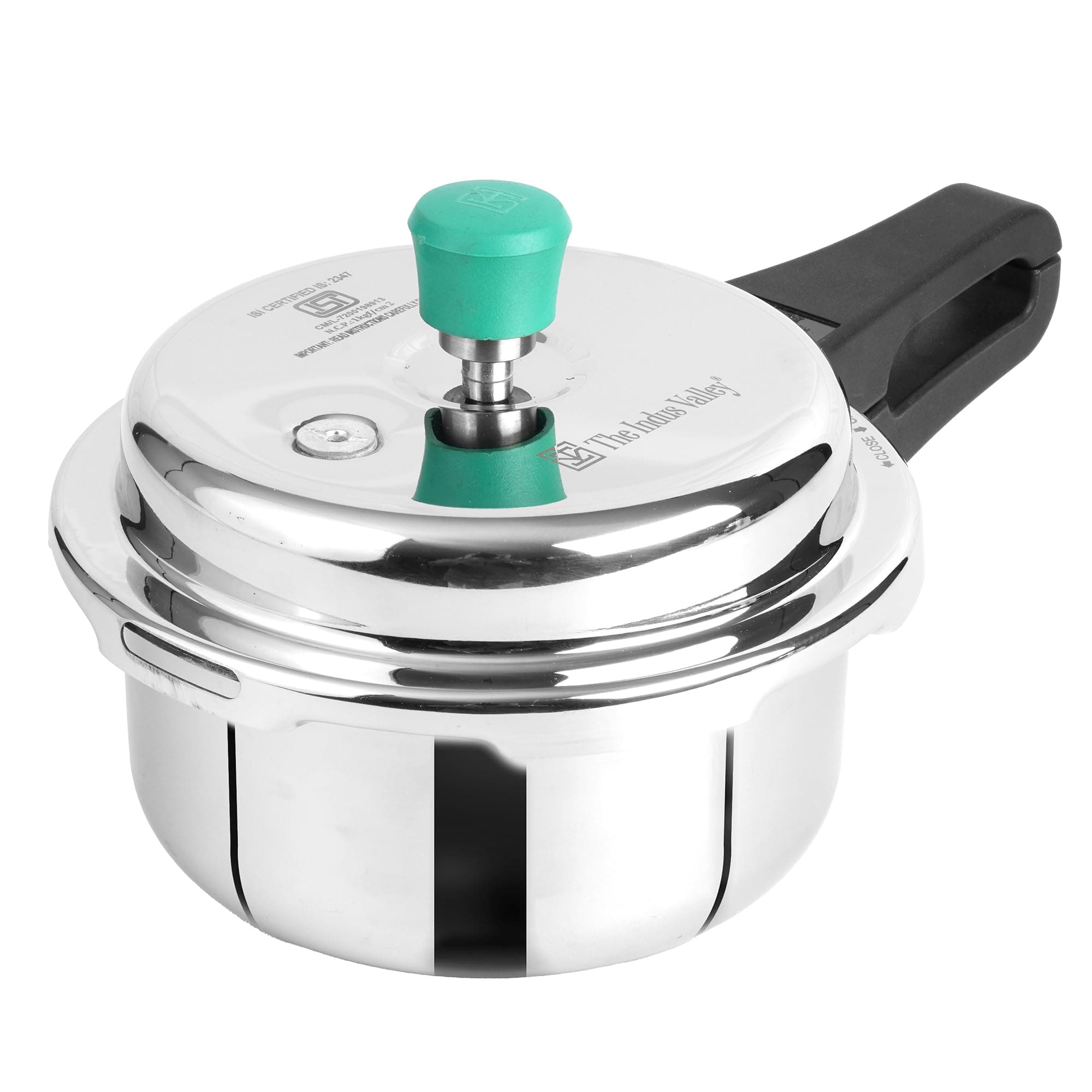 The Indus Valley Triply Stainless Steel Pressure Cooker Outer Lid | Very Small, 2Ltr, 1.5kg | Induction Friendly | Nonstick 3-Layer Construction, ISI Certified, 5 Years Warranty
