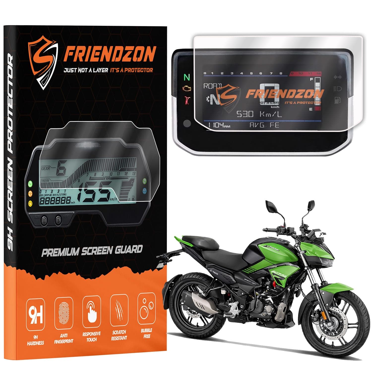 FriendZon Screen Guard For Hero Xtreme 125R TFT Digital Meter [2025] | Anti-Bubble | Scratch Resistant | HD Clear | Anti-Fingerprint | TFT Instrument Display Protector [Not Tempered Glass] (Pack of 1)
