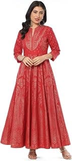 BIBA Women Standard Length Cotton Straight Printed Dress