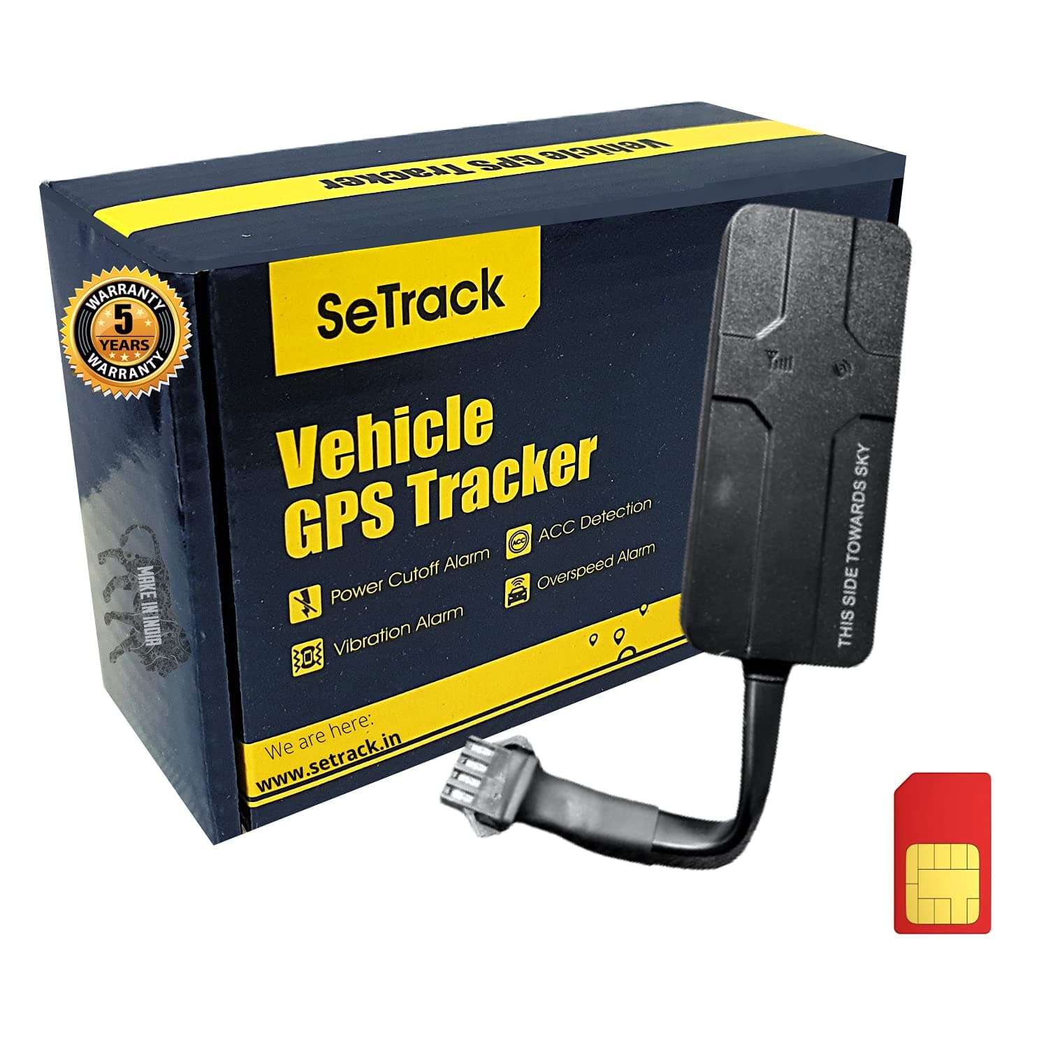 SeTrack GPS Tracker Device with Android and iOS Mobile App with Engine Lock and Anti Theft Alarm for Car, Bike, Truck and Bus