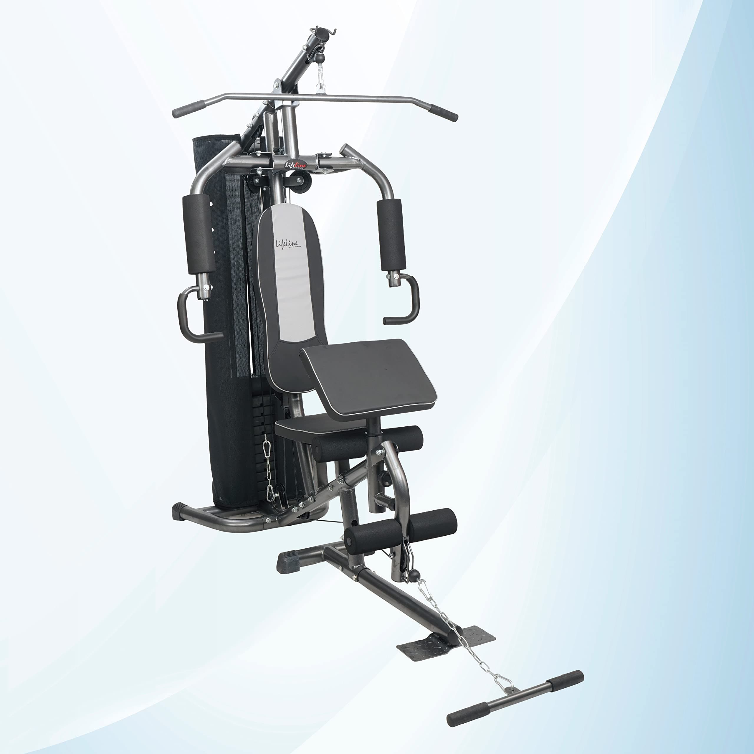 Life Line Gym Exercise Machine with 72KG Weight Stack & Preacher Curl Attachment | Multi Gym Machine for Home with Pulley System for Full Body Workout | Free Assistance for Installation