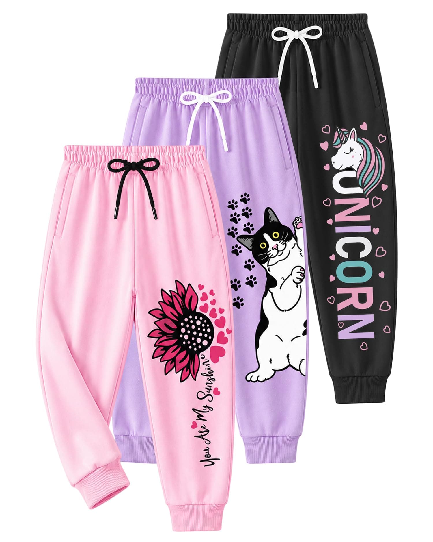 Kuchipoo Girls Regular Fit Track Pants - Pack of 3
