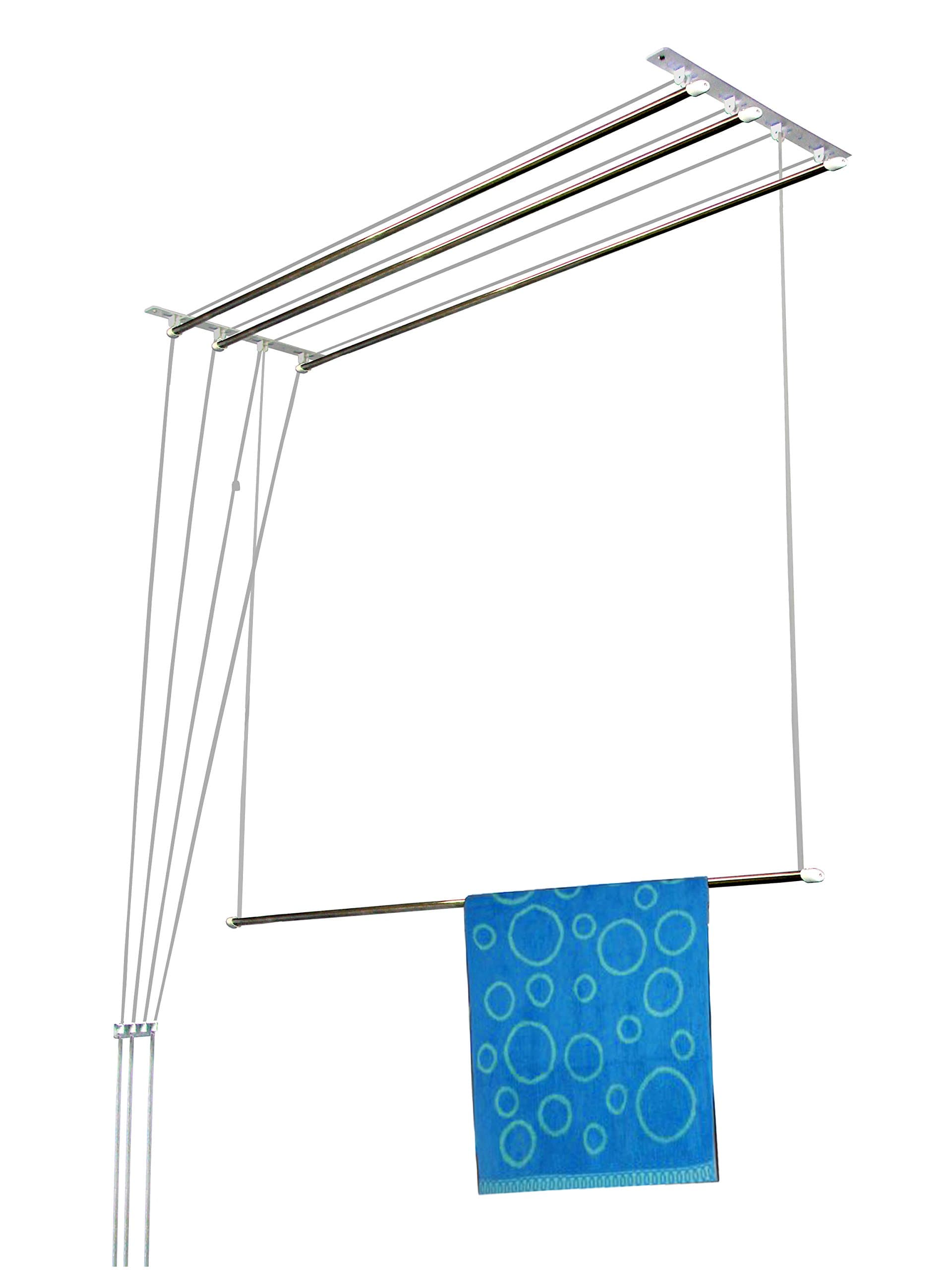 Rainbow Drywell Luxury 4 Pipes 3 Feet Stainless Steel Roof/Ceiling Pulley Operated Individual Drop Down Drying Rack/Cloth Dryer/Clothes Hanger for Balcony/Passage/Bathroom