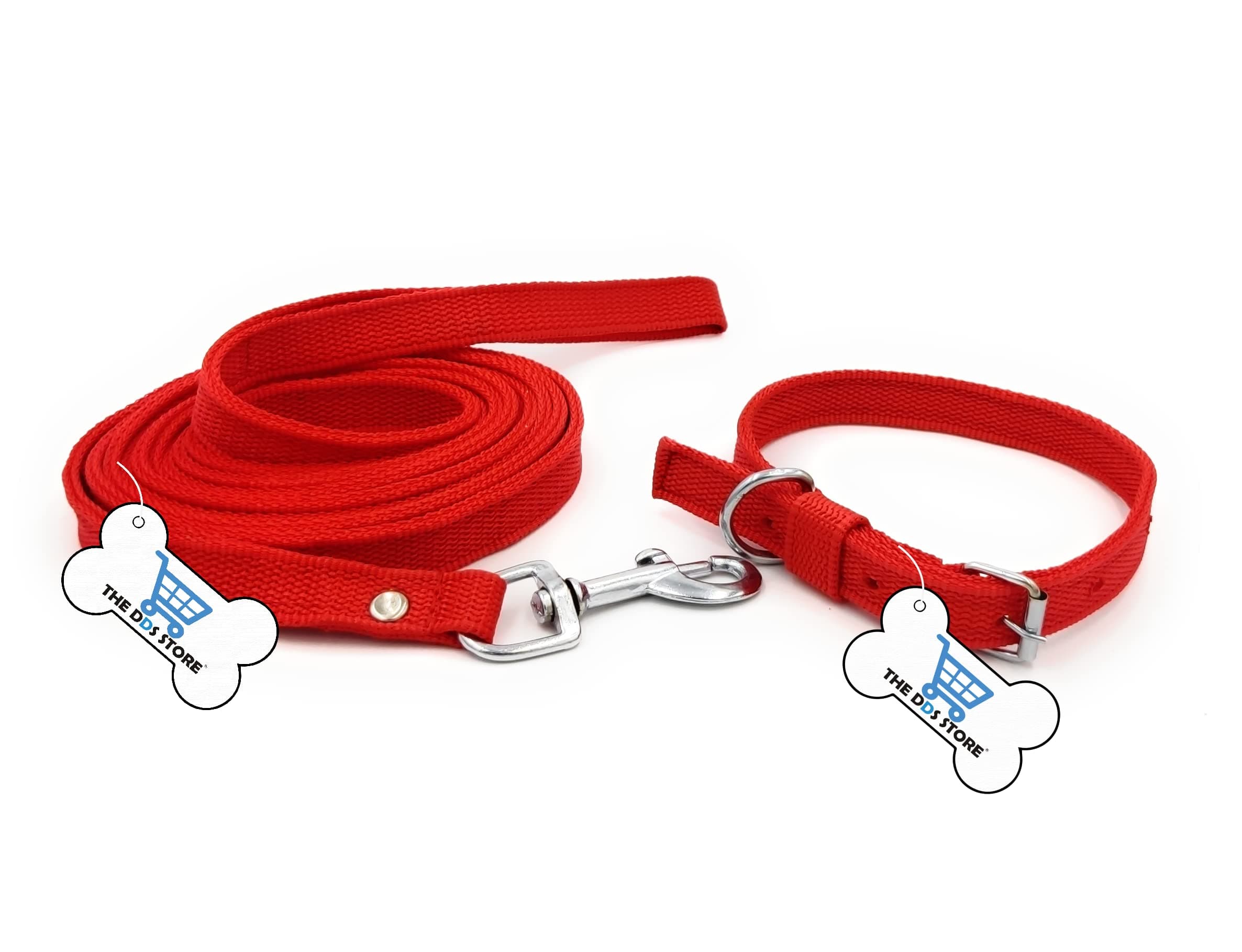 THE DDS STORE Dog Belt Combo of Dog Collar with Dog Leash Specially for Small Breeds Dog Collar Leash (Small 0.50 inch (Neck Size 27-37 cm), RED)