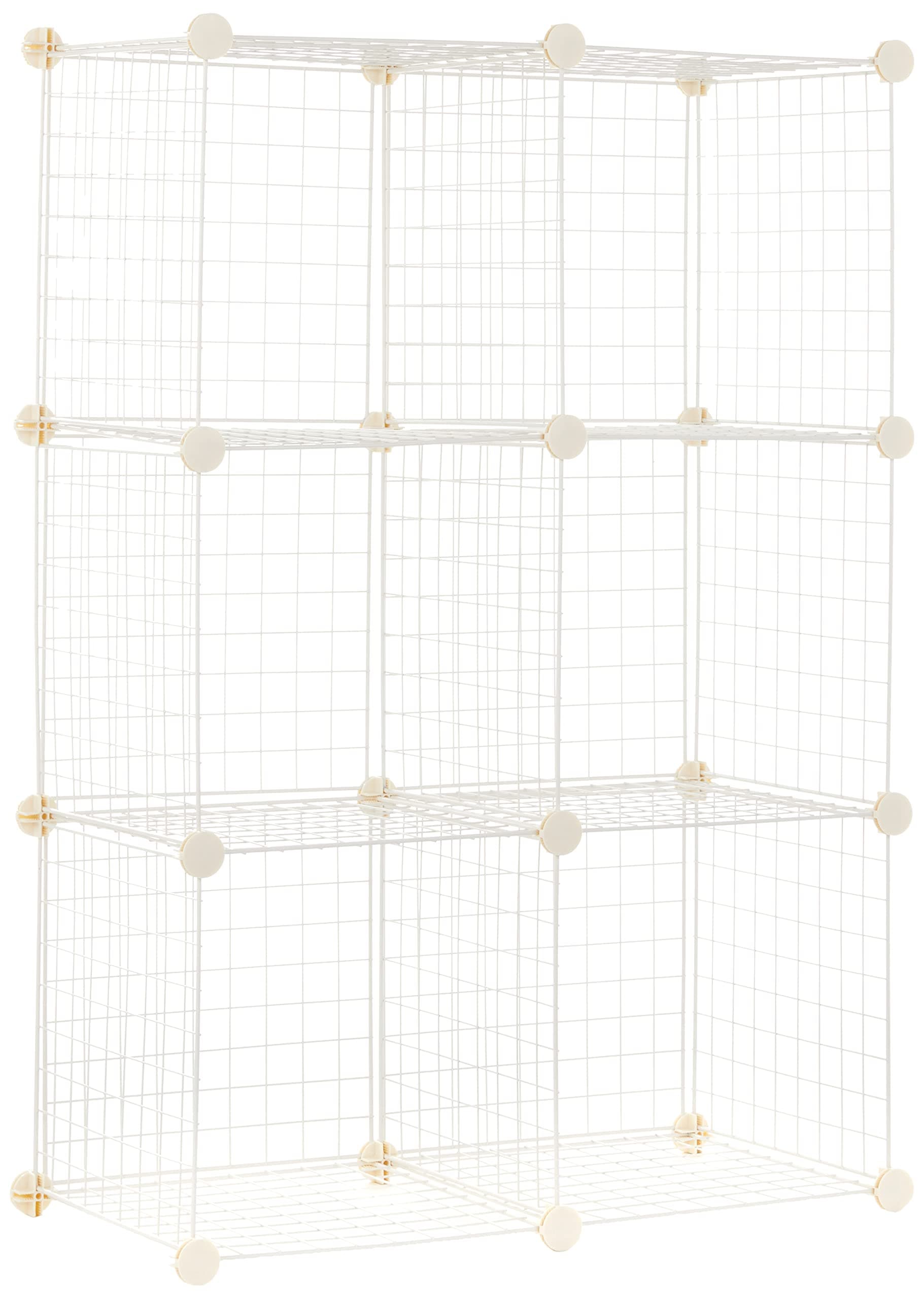amazon basics Metal Powder Coated 6 Cube Wire Storage Shelves (White)