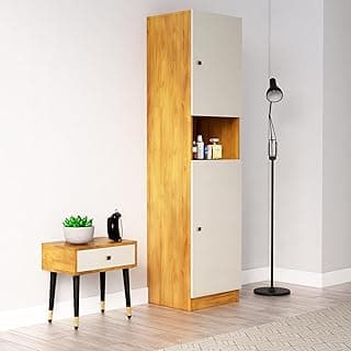 Bniture Wooden Almirah for Clothes, Door for Bedroom, 2 Door Wardrobe for Living Room & Hanging Space 3 Year Warranty (Giant Wood & Frosty White)
