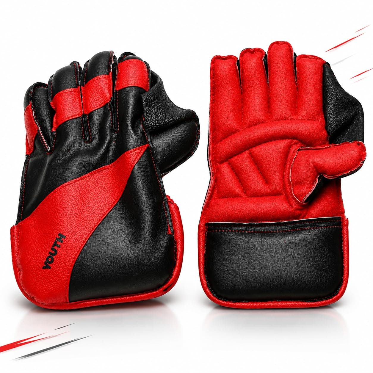 Vinex Cricket Wicket Keeping Practice Gloves for Youth | Leather Practice & Training Gloves | Lightweight Design, Durable Grip & Comfortable Fit | 1 Pair (Upto 14 Years, Youth)