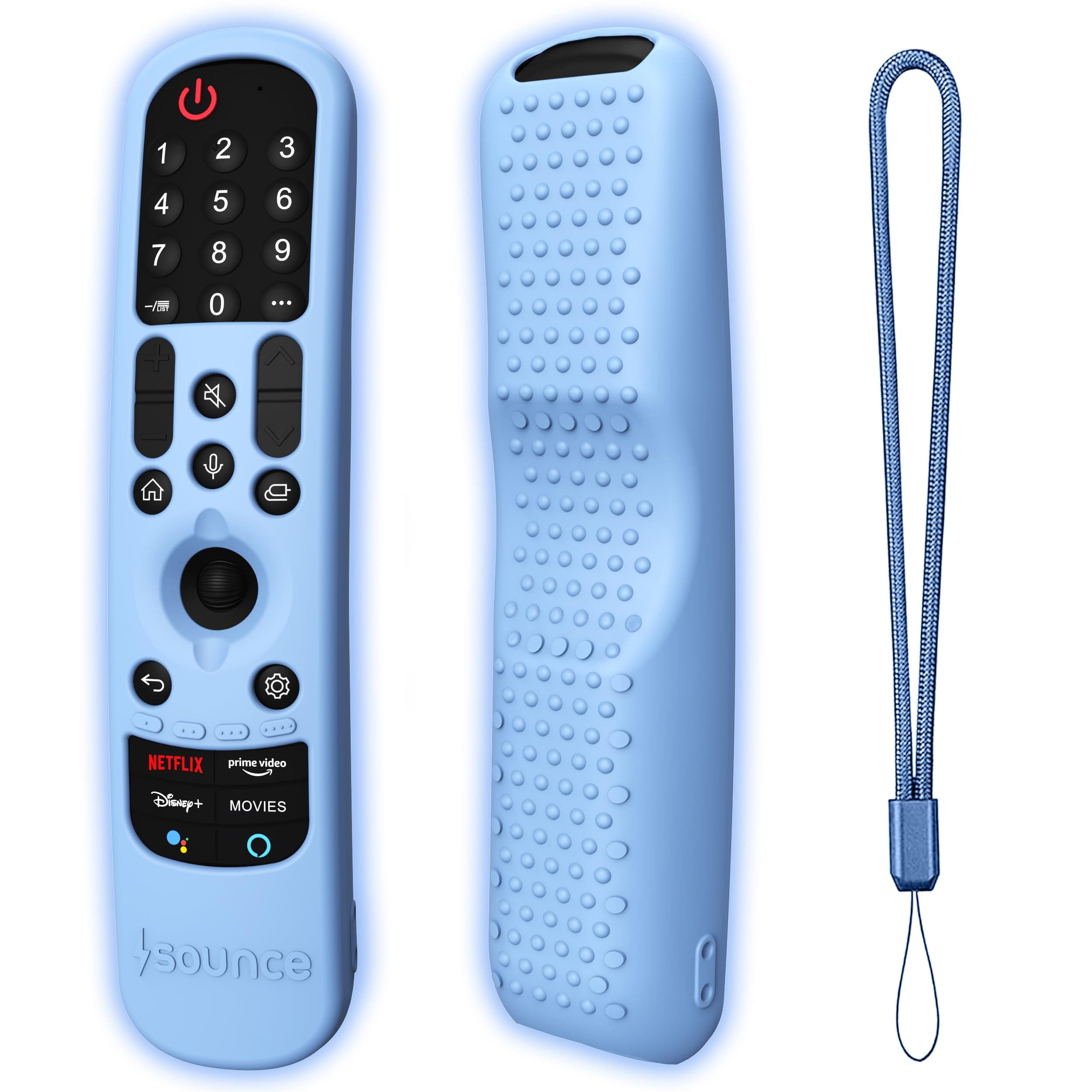 Sounce LG TV Silicone Remote Cover Compatible with LG TV AN-MR21GA (2021) MR22GA (2022) MR23GA (2023) Magic Remote Case with Loop (Luminous Blue) [ NOT Included]