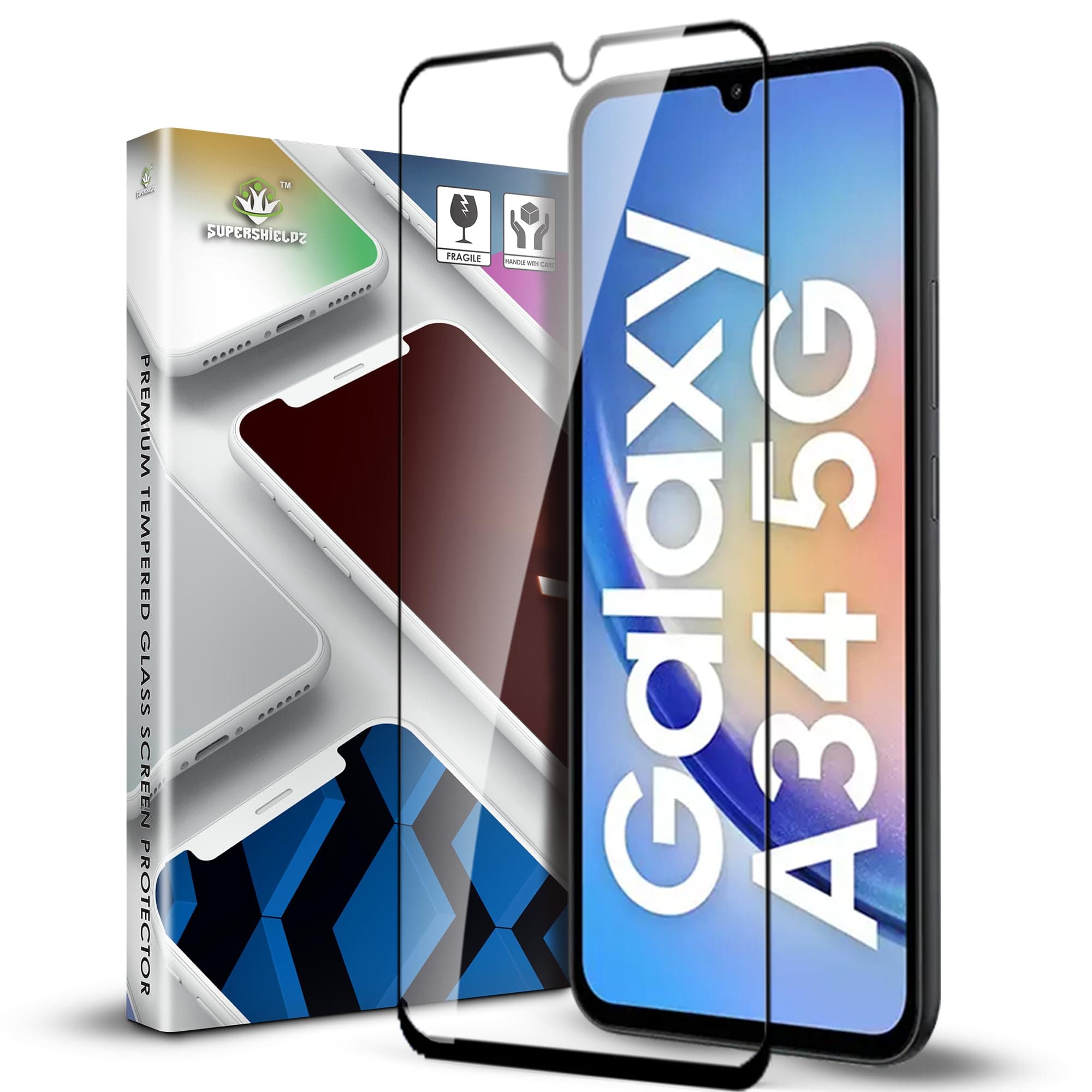 Supershieldz NeoGuard HD+ Tempered Glass Screen Protector Guard for Samsung Galaxy A34, 9H Hardness | Case-Friendly | Easy Installation Kit