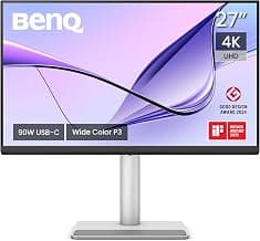 BenQ MA270U, 27 Inch (68.58 cm), 4K IPS 3840x2160, 60Hz, Monitor for Mac®,P3 Color Gamut, HDMI, Dual USB-C(90W PD),Brightness & Volume Control,HAS Stand,Display Pilot2.0,Integrated Mac® Controls(Gray)