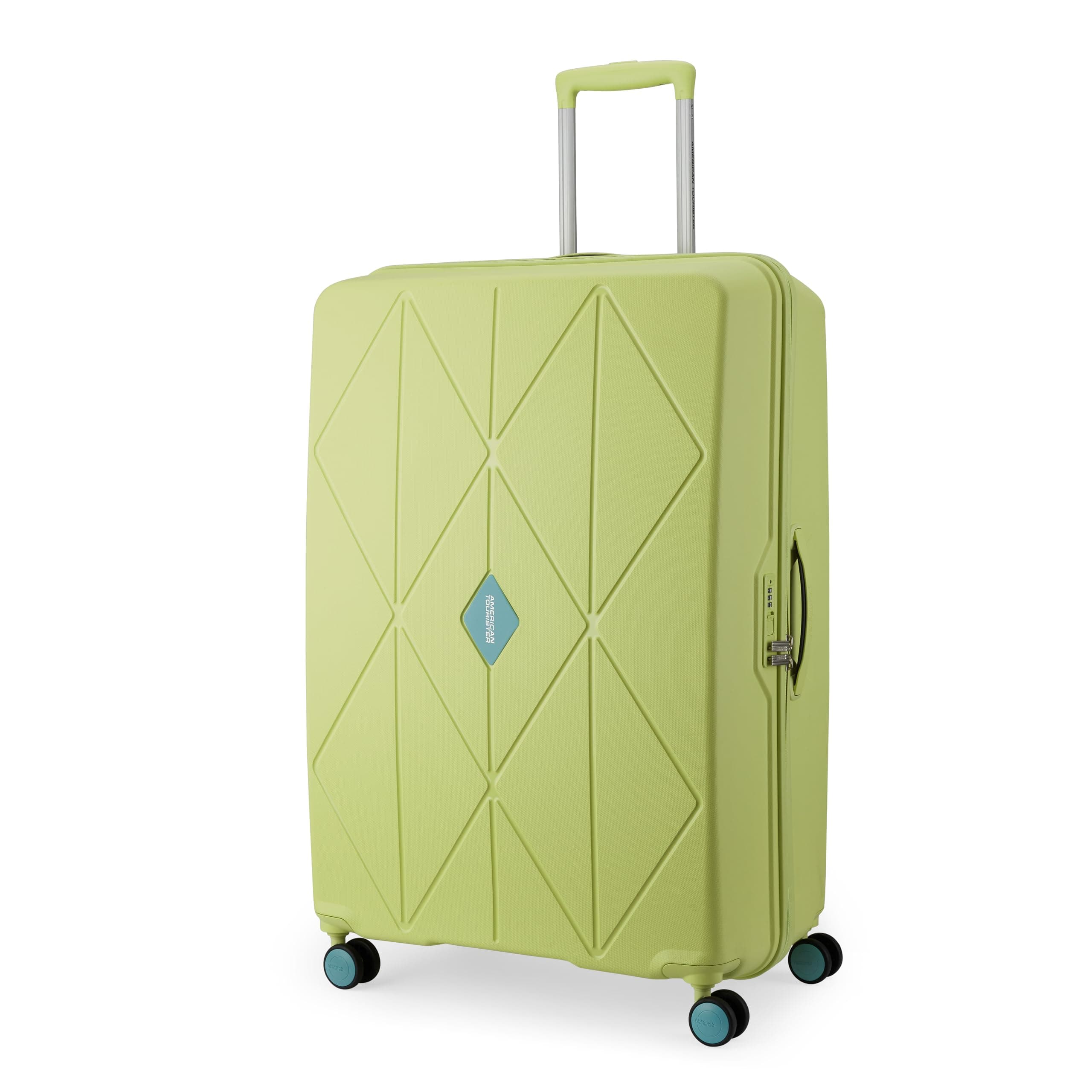 American Tourister Qubiz | Check-in Trolley Bag (80 cm) | 360° 8 Wheel Travel Luggage | Hard Case Polypropylene Suitcase | Recessed Combination Lock | Lime/Turquoise