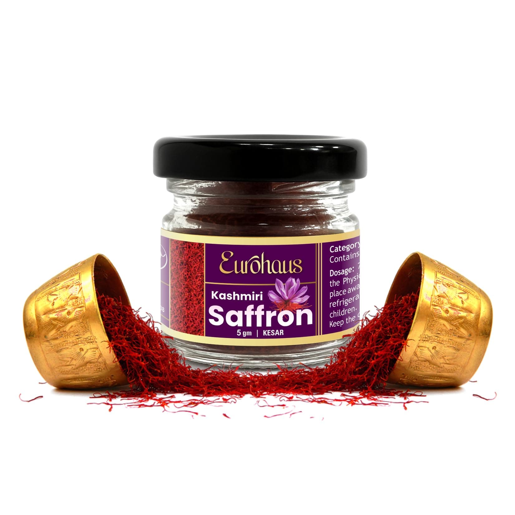 Eurohaus Pure Kashmiri Kesar Saffron 4 Gram - Grade A+++ Saffron Threads | Rich Aroma Natural Color & Long Threads for Milk Tea Kheer Biryani Sweets Desserts Cooking and Pooja Use