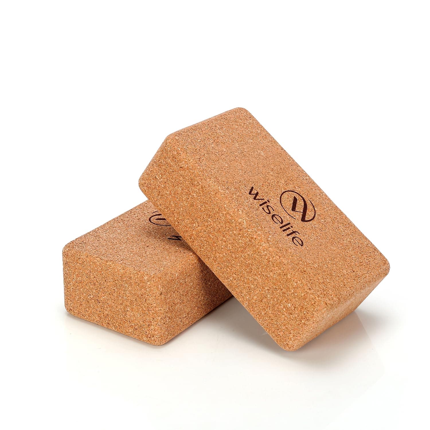 WiseLife Extra Large Cork Yoga Blocks | High-Density, Premium Cork | Non-Slip, Odor-Resistant, Soft Surface for Balance, Support & Stability | Ideal for Yoga, Pilates & Exercise (Set of 2)