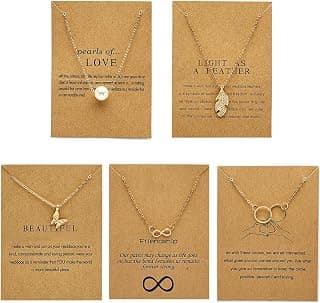 Scintillare By Sukkhi Eye-Catchy Latest Stylish Gold Plated Pearl Feather Butterfly Infinity & Round Shared Pendant Necklace Set for Women|5 Necklace|CBN107579