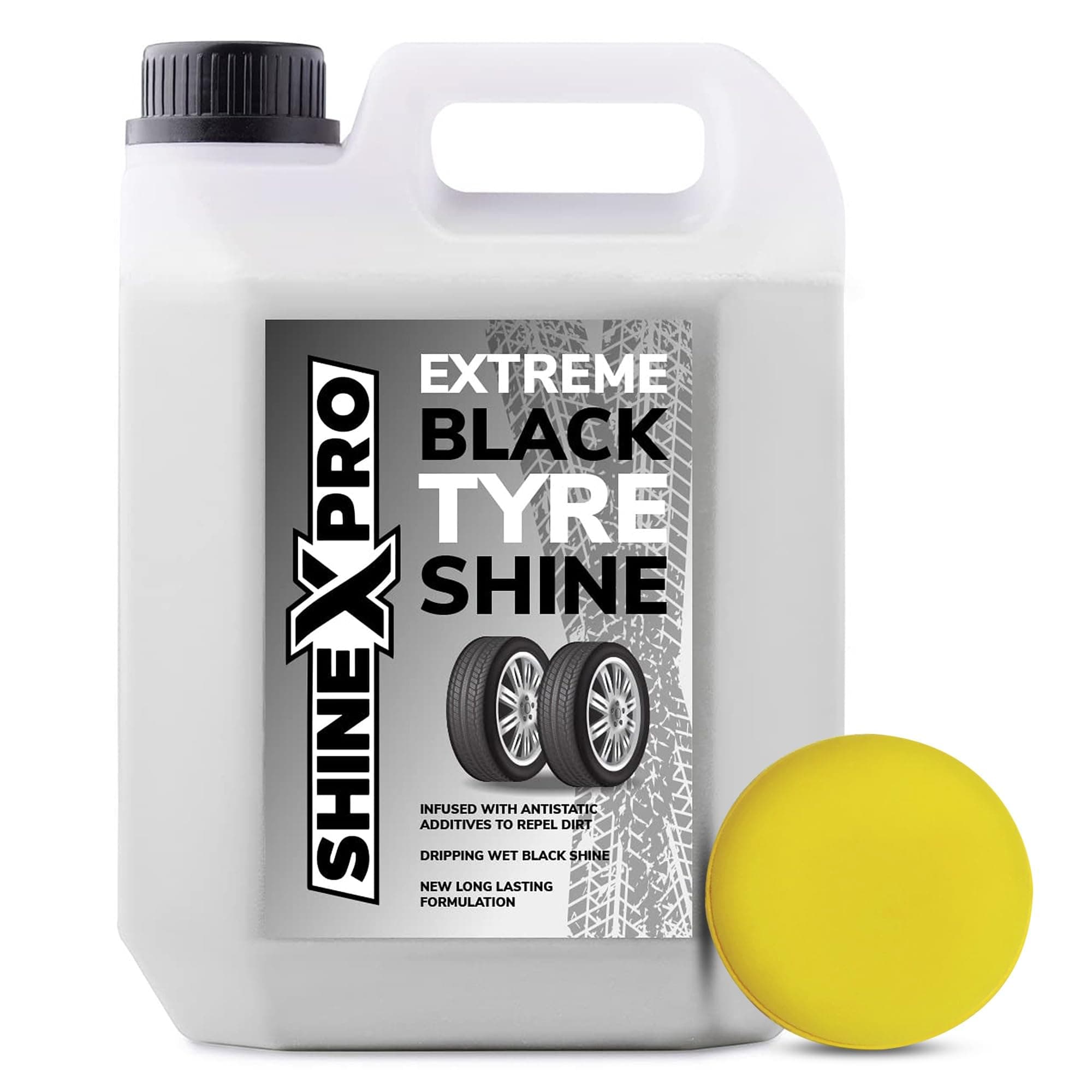 ShineXPro Bike & Car Tyre Polish 2.7L - Extreme Black Tyre Polish Spray with Long Lasting & Dirt Repellent Formulation - Ultra Wet Tyre Shiner for Car - Non-Greasy, Restores Faded Tyres