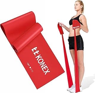 Konex Natural Latex Resistance Thera Band | Durable & Stretchable | Ideal for Yoga, Pilates, Full Body Workout, Muscle Toning, Weight Training, Stretching & Body Conditioning (Red, 4.5-7 Kg)