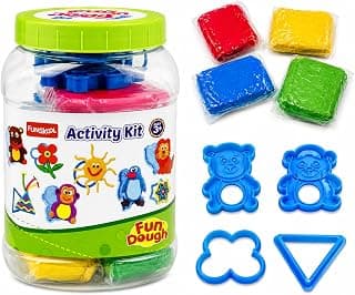 Funskool Fundough Jars Activity Kit , 4 Colours of Dough, Toy, Shaping, Sculpting, 3 Years and Above, Multicolour