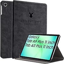 Robustrion for Samsung Galaxy Tab A11+ 11" & A9+ 11 inch Cover Case, Deer Flip Cover Case for Samsung Tab A11 Plus Tablet Cover [Auto Sleep Wake Support] - Black