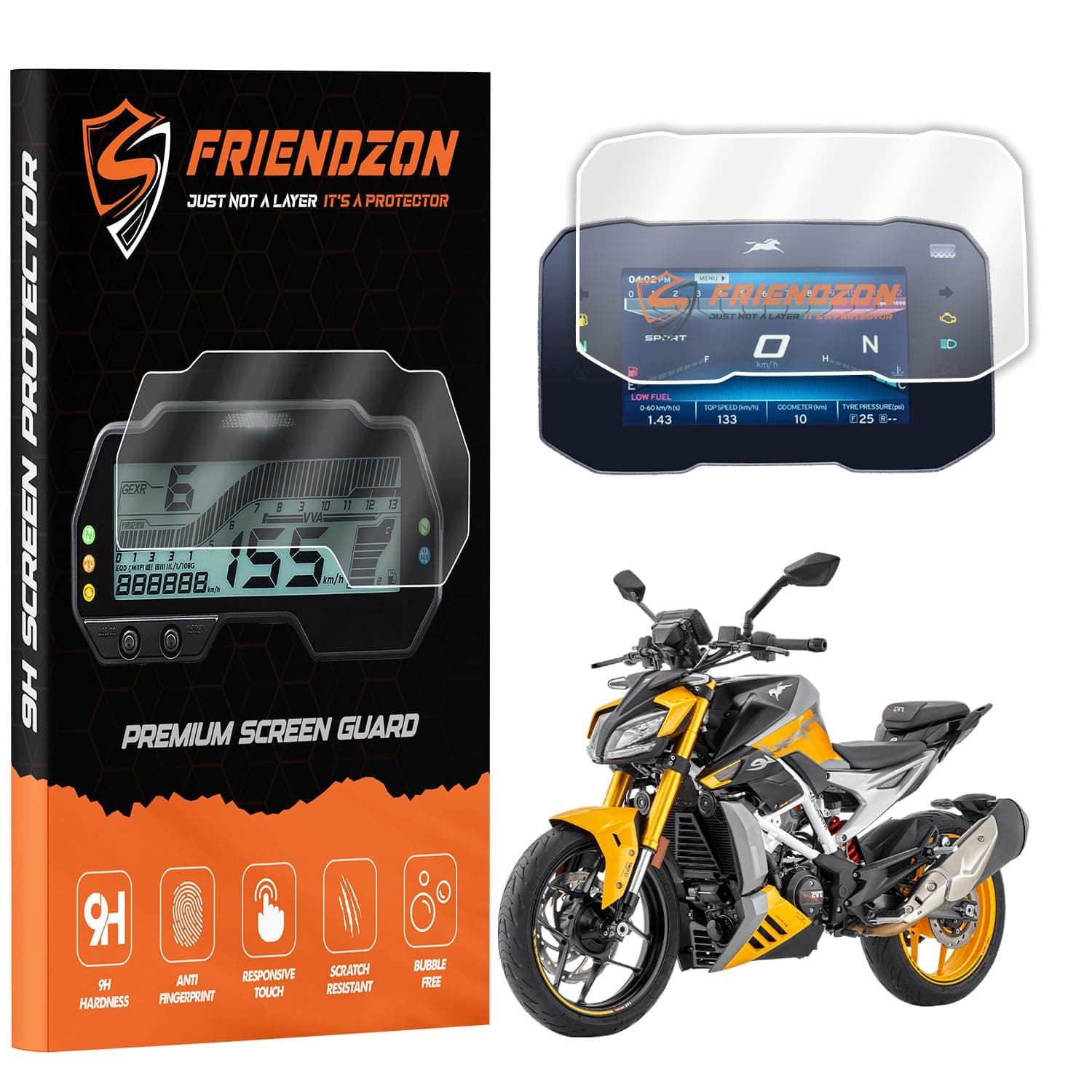 FriendZon Screen Guard For NEW TVS APACHE RTR 310 [2023-2025] Scratch Resistant | Water Repellant | HD Clear | TFT Instrument Cluster | 2025 Speedometer Accessories | [Not Tempered Glass] [Pack of 1]