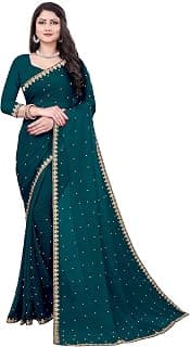 Fashion Day Latest Soft Georgette Embroidery Lace Border Stone Work Saree for Women with Unstitched Blouse Piece